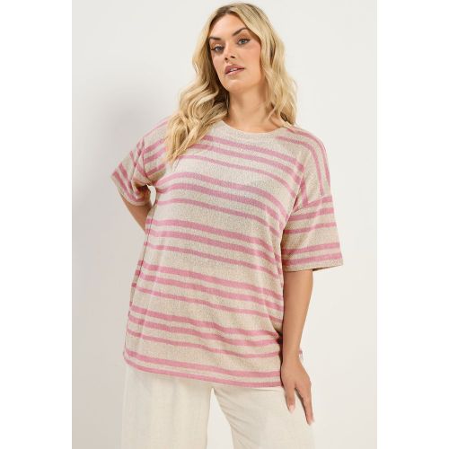 Tshirt Coupe Carrée À Rayures En Maille Rose Size 46 - Yours - Modalova