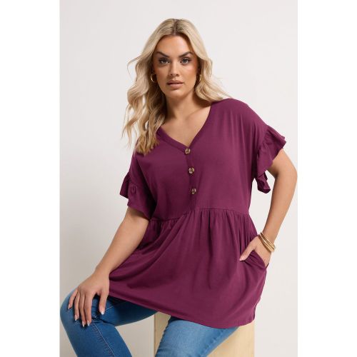 Haut Péplum À Boutons Violet Size 54-56 - Yours - Modalova
