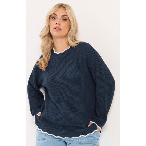 Pull Bleu Marine En Maille Gaufrée Contrastante Size 50-52 - Yours - Modalova