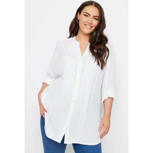 Curve White Pintuck Embellished Shirt, Grande Taille & Courbes - Yours - Modalova