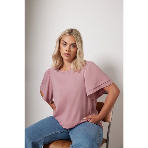 Curve Pink Double Angel Sleeve Tshirt, Grande Taille & Courbes - Yours - Modalova