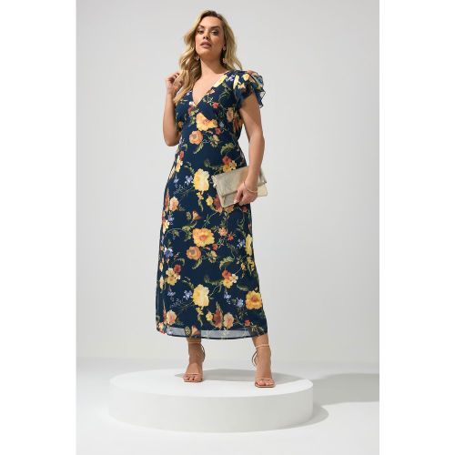 Yours Robe Longue Bleu Marine À Fleurssize 50 - Yours London - Modalova
