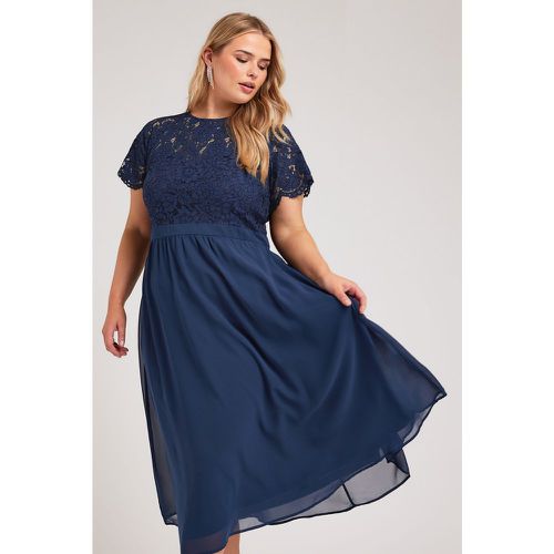 Curve Navy Blue Lace Sweetheart Midi Dress, Grande Taille & Courbes - Yours London - Modalova