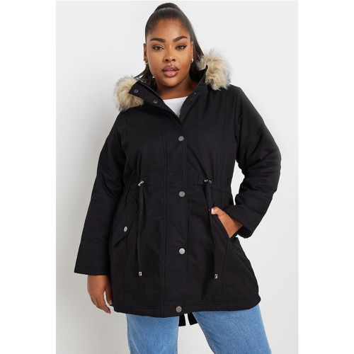 Petite Curve Black Faux Fur Parka Jacket, Grande Taille & Courbes - Yours - Modalova