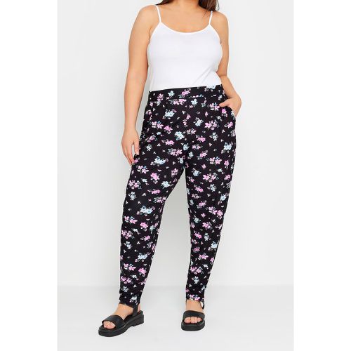 Pantalon Noir Floral Rose & Coupe Sarouel , Grande Taille & Courbes - Yours - Modalova