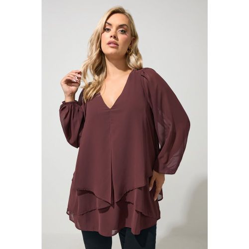 Blouse Marron À Superpositions Size 58-60 - Yours London - Modalova
