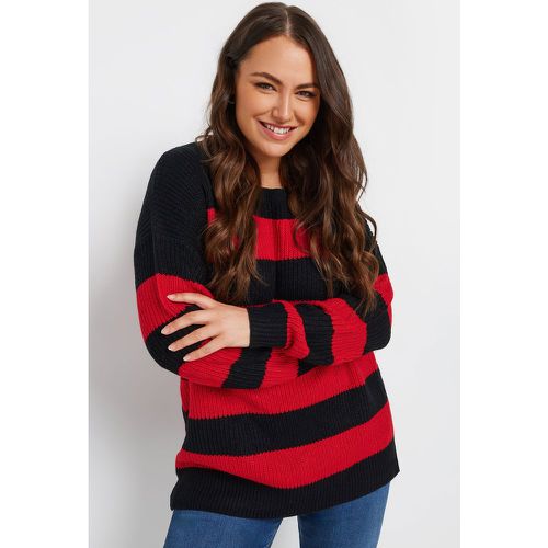 Curve Black & Red Stripe Knitted Jumper, Grande Taille & Courbes - Yours - Modalova