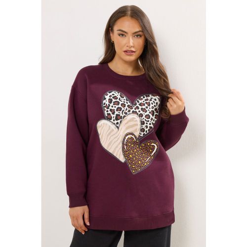 Sweatshirt Imprimé Triple Cœur Bordeaux Size 46 - Yours - Modalova