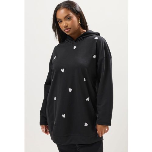 Sweat À Capuche Noir Brodé Cœur Size 50-52 - Yours - Modalova