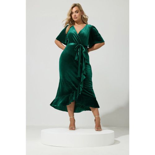 Robe Cachecœur Verte En Velours Size 42 - Yours London - Modalova