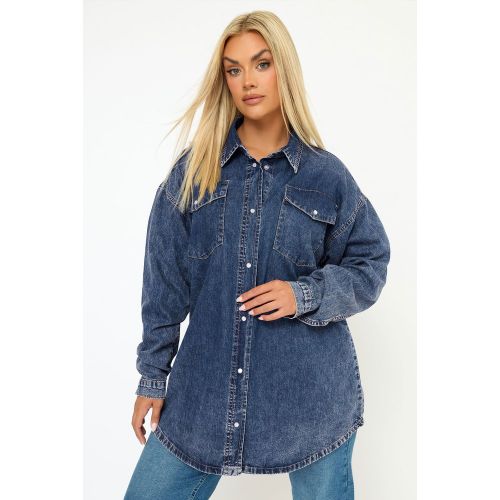 Curve Chemise En Jean Western Bleu Moyen Size 58-60 - Yours - Modalova