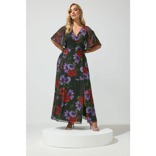 Robe Cachecœur Longue Noire À Fleurs Size 44 - Yours London - Modalova