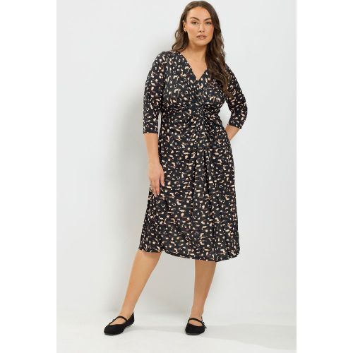 Robe Milongue Noire Torsadée Sur Le Devant À Motif Abstrait Size 42 - Yours - Modalova