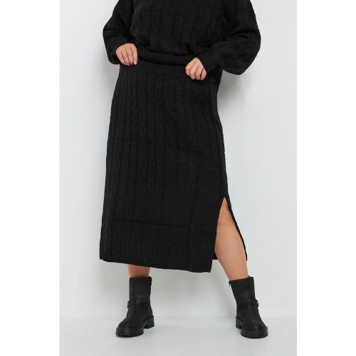 Jupe Midi Noire En Maille Tressée Size 62-64 - Yours - Modalova