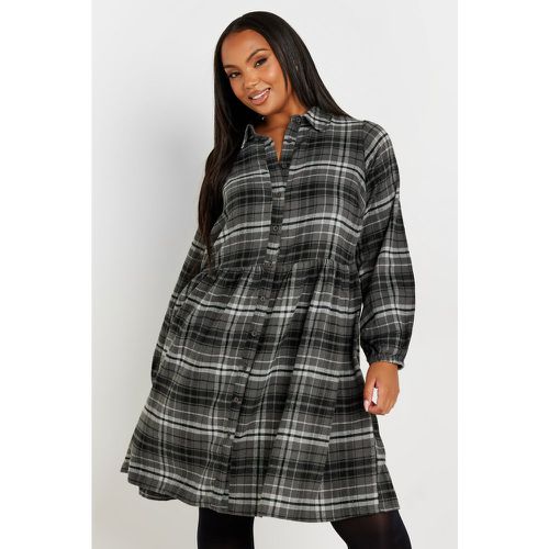 Curve Grey Check Print Shirt Dress, Grande Taille & Courbes - Yours - Modalova