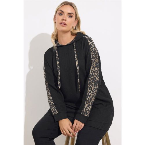 Sweat À Capuche Noir À Imprimé Léopard Size 48 - Yours - Modalova