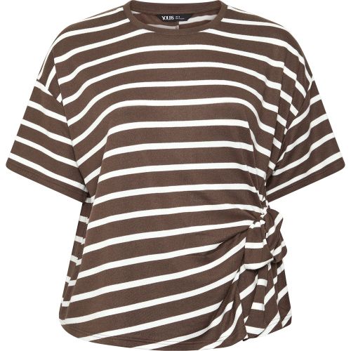 Top À Rayures Marron Chocolat Avec Nœud Sur Le Côté Size 46 - Yours - Modalova
