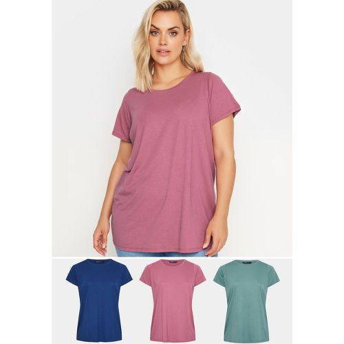 Lot De 3 Tshirts Vert & Bleu En Jersey , Grande Taille & Courbes - Yours - Modalova