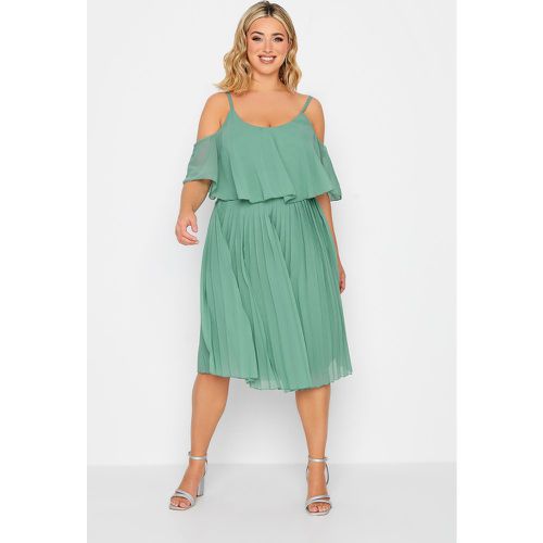 Robe Midi Eau Plissée Volantée , Grande Taille & Courbes - Yours London - Modalova