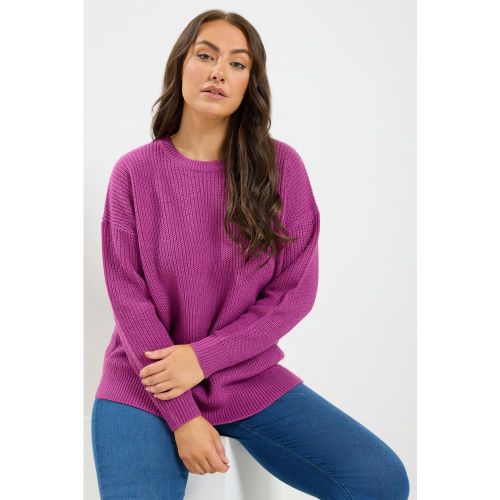 Pull En Maille Rose À Col Rond Size 46-48 - Yours - Modalova