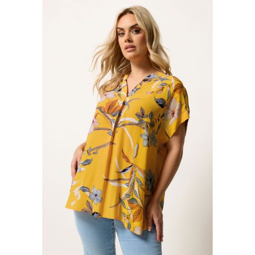 Blouse Plissée Jaune À Fleurs Size 50-52 - Yours - Modalova
