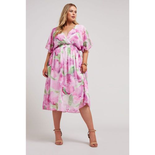 Robe Floral Cachecoeur Volantée , Grande Taille & Courbes - Yours London - Modalova