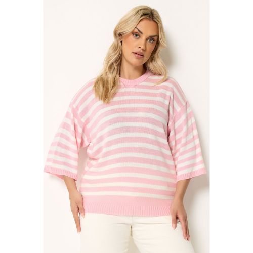 Pull En Maille Rose À Rayures Size 46-48 - Yours - Modalova