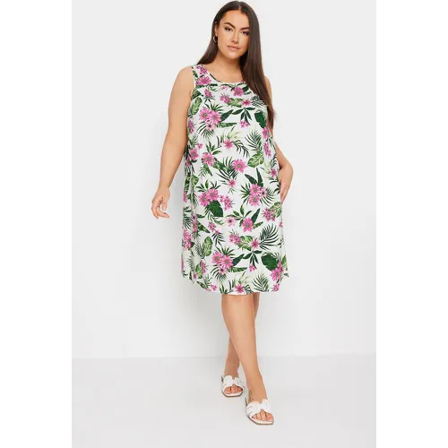 Robe Courte Blanche Design Tropical , Grande Taille & Courbes - Yours - Modalova