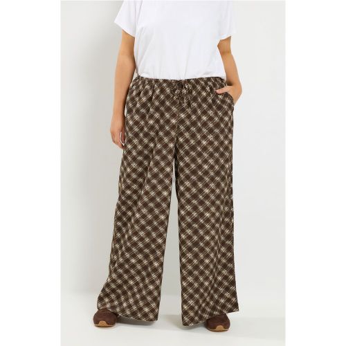 Pantalon Large Marron Chocolat À Carreaux Size Short > 40 - Yours - Modalova