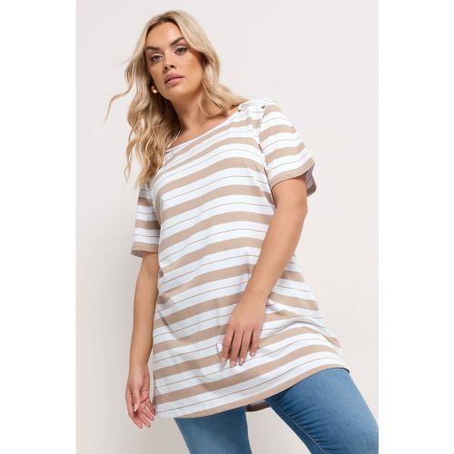 Tshirt Marron Nature À Rayures Avec Clous Size 48 - Yours - Modalova