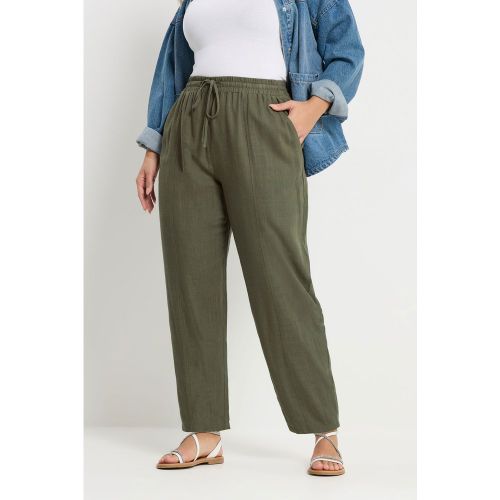 Pantalon Coupe Barrel En Lin Vert Olive Size 54-56 - Yours - Modalova