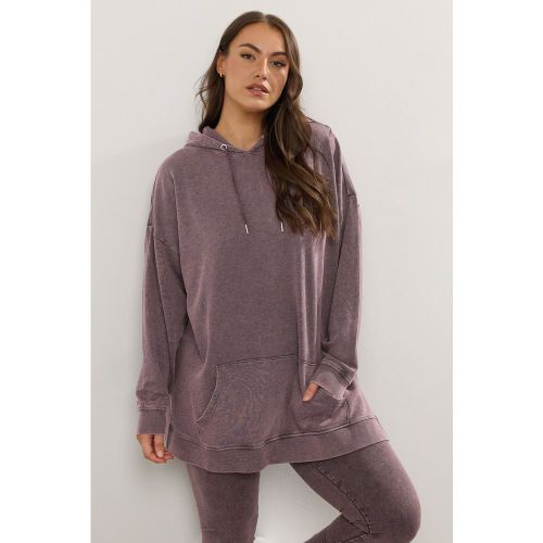 Sweat À Capuche Délavé À L'acide Bordeaux Rouge Size 42 - Yours - Modalova