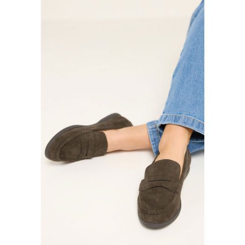 Mocassins À Plateformes Marron En Imitation Daim, Coupe Large Esize 43EEE - Yours - Modalova