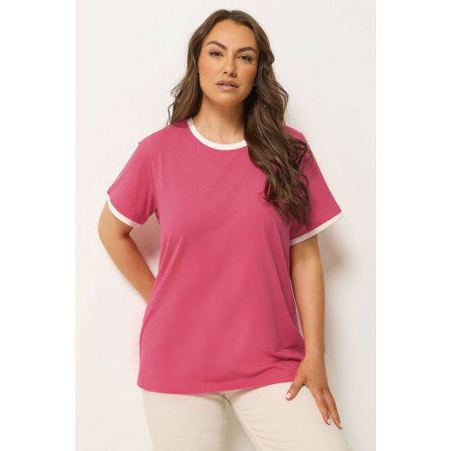 Tshirt Rose À Bordures Contrastantes Size 54-56 - Yours - Modalova