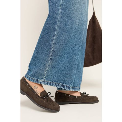 Chaussures Bateau Marron En Imitation Daim Avec Nœud, Coupe Large Esize 42EEE - Yours - Modalova