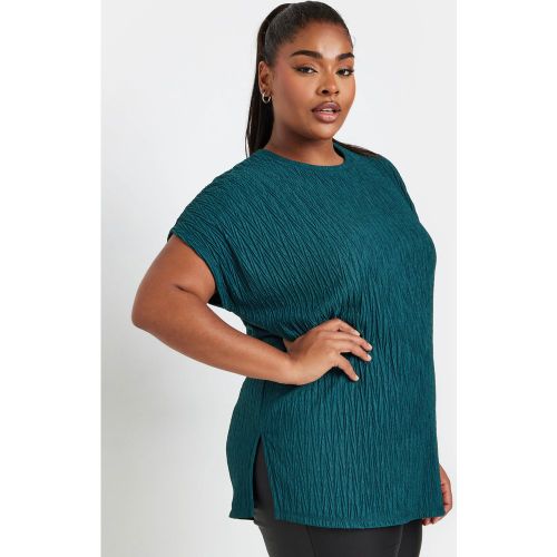 Top Bleu Sarcelle Plissé Manches Courtes Size 66-68 - Yours - Modalova