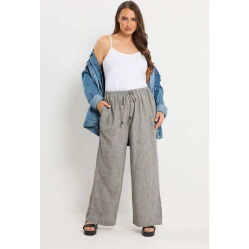 Pantalon Large À Taille Nouée Gris Size 44 - Yours - Modalova