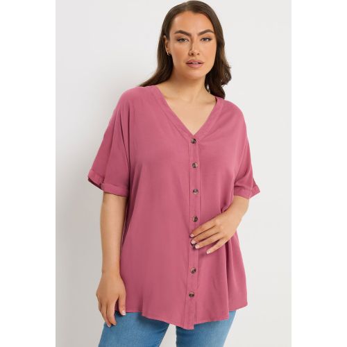 Blouse Rouge En Chambray Boutonnée Size 50-52 - Yours - Modalova