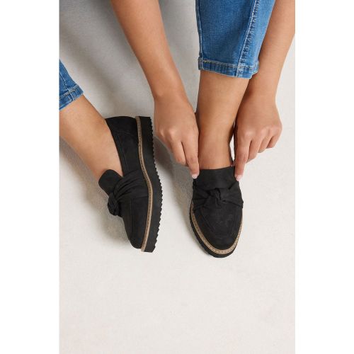 Mocassins Noués Noirs En Imitation Daim, Coupe Large Esize 40E - Yours - Modalova