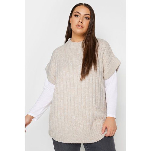 Pull En Maille Sans Manches Crème Col Haut , Grande Taille & Courbes - Yours - Modalova