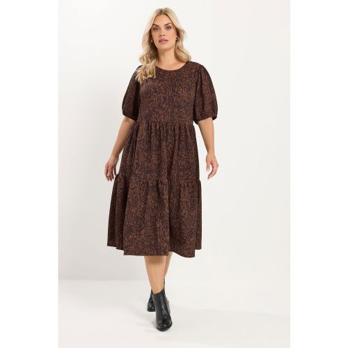 Robe Marron À Imprimé Animalier Size 54-56 - Yours - Modalova