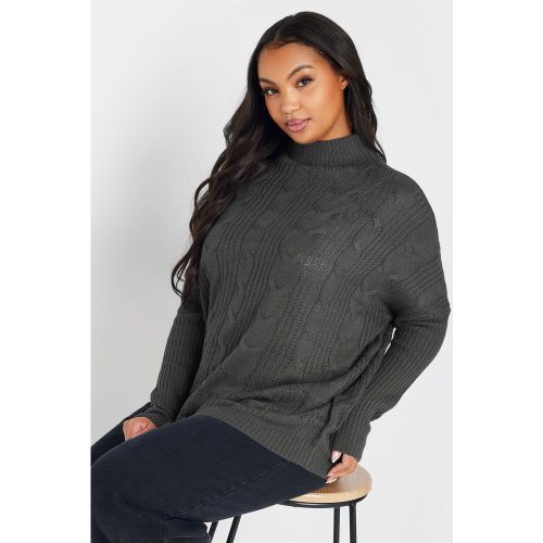 Pull Gris Charbonneux Oversize En Maille Tressée Size 46-48 - Yours - Modalova