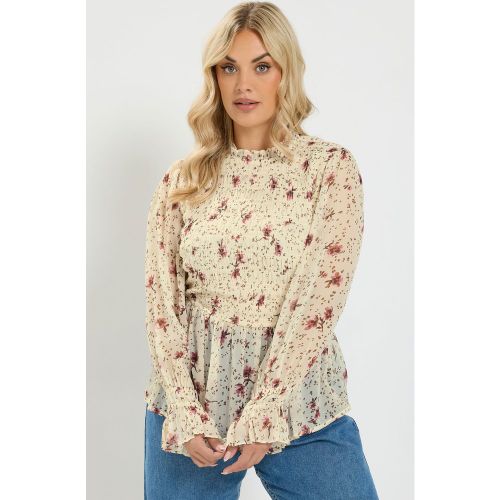 Blouse Froncée Blanche À Fleurs Size 42 - Yours - Modalova