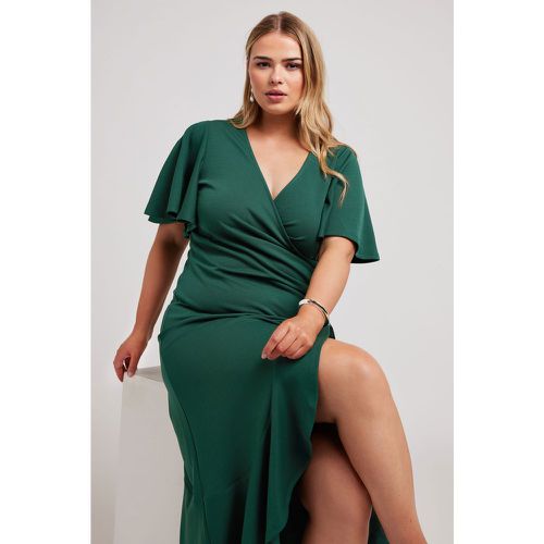 Robe Midi Émeraude Plissée Volantée , Grande Taille & Courbes - Yours London - Modalova