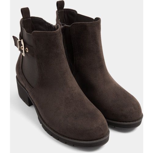 Bottines Stretch En Imitation Daim Marron Chocolat Avec Boucle, Coupe Large Esize 42EEE - Yours - Modalova