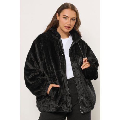 Veste À Capuche En Fausse Fourrure Noire Size 50-52 - Yours - Modalova