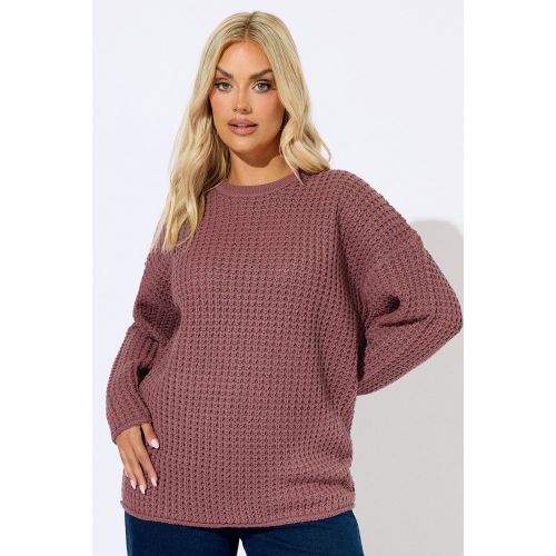 Pull Rose En Maille Gaufrée Size 54-56 - Yours - Modalova