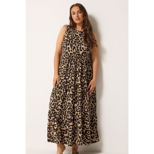 Robe Longue Étagée Marron Motif Léopard Size 42 - Yours - Modalova