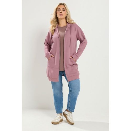 Sweat À Capuche Long À Fermeture Éclair Rose Foncé Size 48 - Yours - Modalova