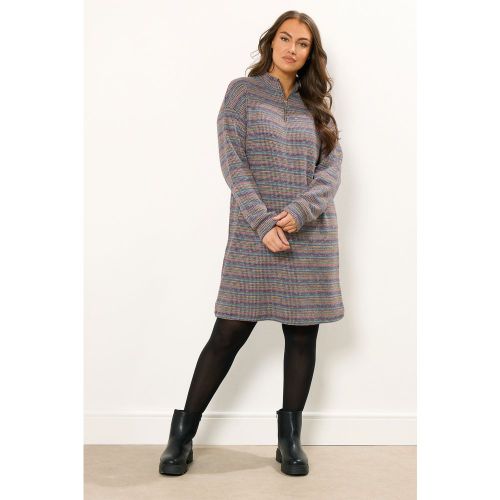 Robe Pull Côtelée Bleue À Fermeture Éclair Quart De Tour Size 48 - Yours - Modalova